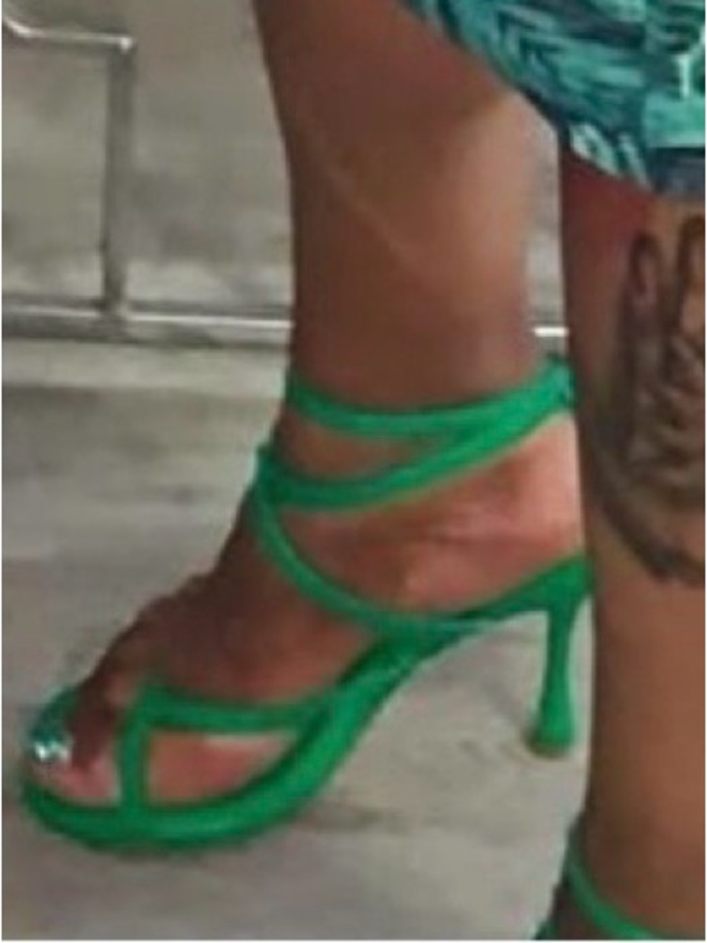 Green Strappy Wrap-Ankle High Heel Sandals - Women's 4 inch